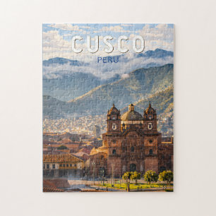 Cusco Peru Illustration Resa Konst Vintage Pussel