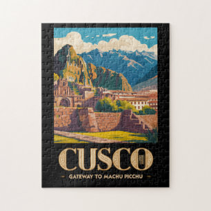 Cusco Peru Illustration Resa Konst Vintage Pussel