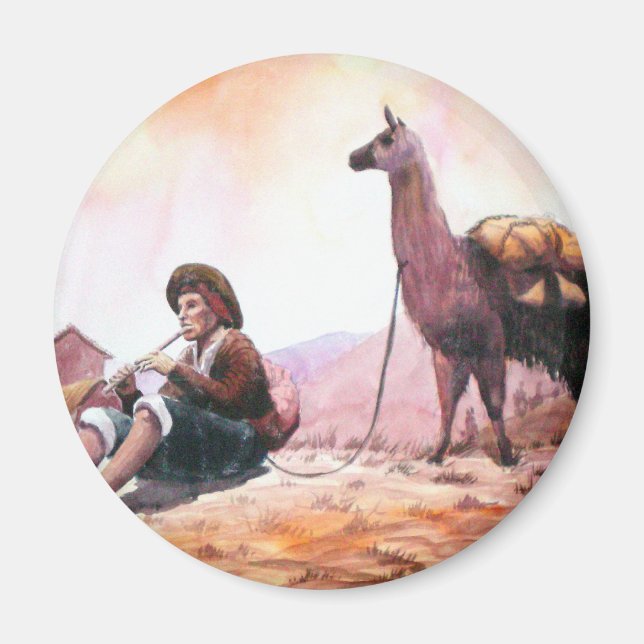 Cusco Peru Llama Bild Magnet (Framsidan)