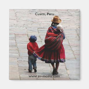 Cusco, Peru, mor och barn Magnet