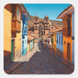 Cusco Peru Travel Fyrkantigt Klistermärke