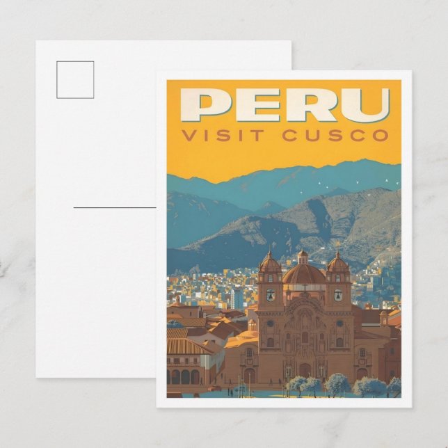 Cusco Peru Vintage Resa  Vykort (Fram/baksida)