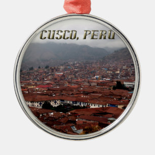Cusco stadshorisont Peru Julgransprydnad Metall