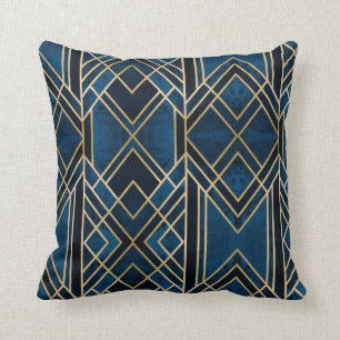 Cushion - Art Deco Blue & Guld speglad Kudde