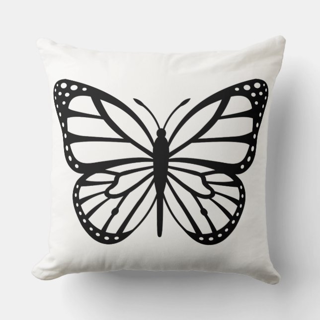 Cushion - Black & White Butterfly Kudde (Framsida)