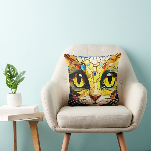 Cushion dekorativ kudde of Mosaic Cats (Stol)