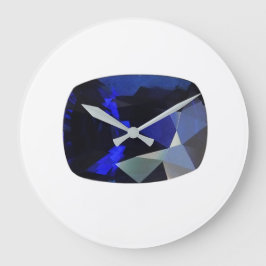 Cushion-formad Sapphire Gemstone Blue Large Clock Stor Klocka