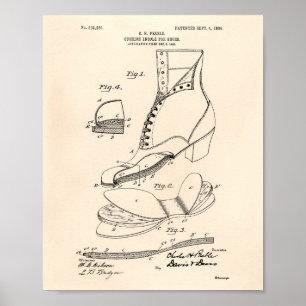 Cushion Insole Shoes 1906 Patent Art Old Peper Poster