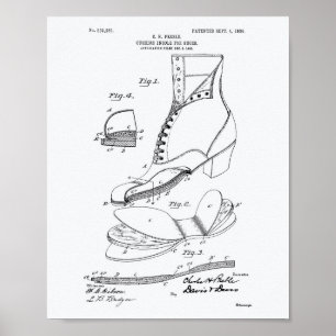 Cushion Insole Shoes 1906 Patent Art White Papper Poster