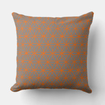 Cushion, Lotus Flower Graphic i Grått och Orange