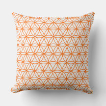 Cushion, Lotus Flower Graphic in White and Orange