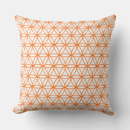 Cushion, Lotus Flower Graphic in White and Orange Kudde