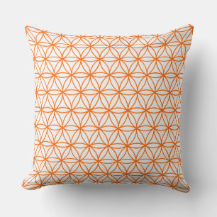 Cushion, Lotus Flower Graphic in White and Orange Kudde