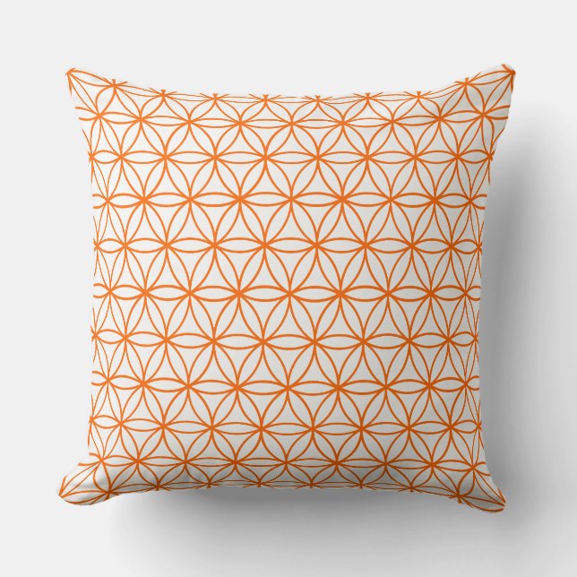 Cushion, Lotus Flower Graphic in White and Orange Kudde (Framsida)