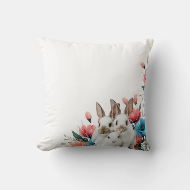 cushion rabbit and flowers kudde (Framsida)