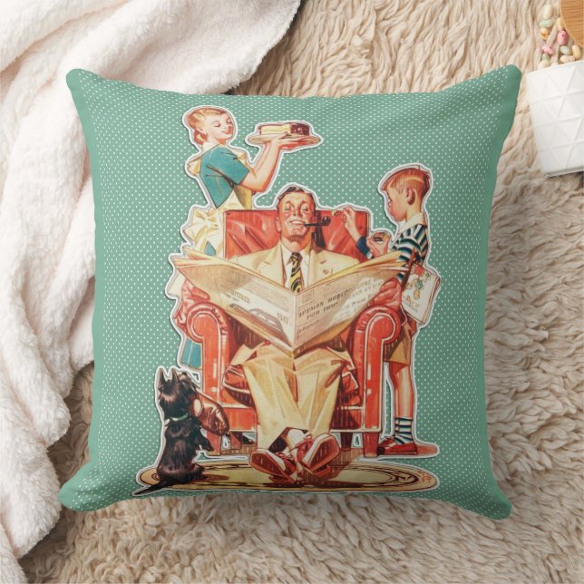Cushion Retro Vintage Family Kudde (Filt)