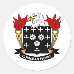 Cushman familjvapensköld runt klistermärke