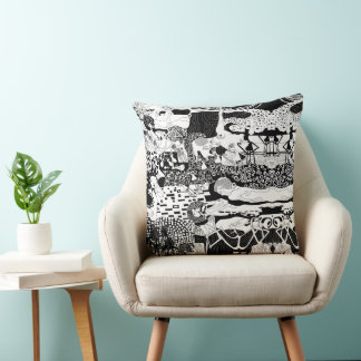 Cusion Pillow Funky Dancing Man Mönster Artwork Kudde