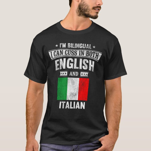 Cuss på både engelska och italienska Funny Italien T Shirt (Framsida)