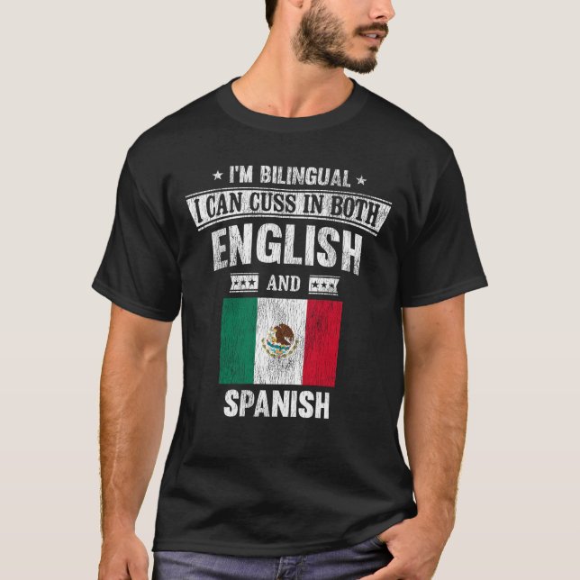 Cuss på både engelska och spanska Funny Mexico Fla T Shirt (Framsida)