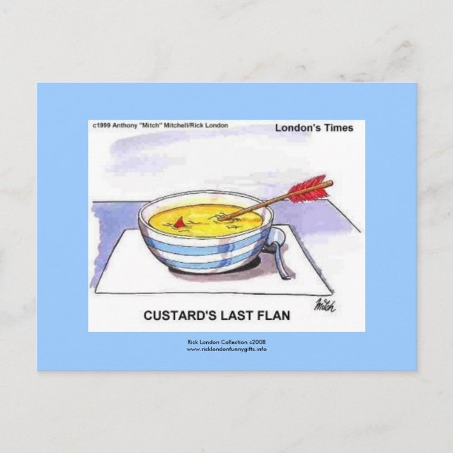 Custards Sista Flan Roliga Tecknade Postkort Vykort (Framsida)