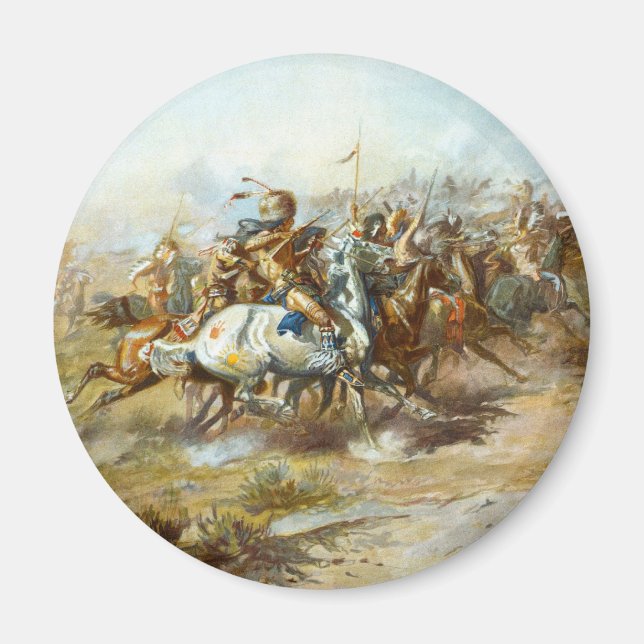 Custer Fight av Charles Marion Russell Magnet (Framsidan)