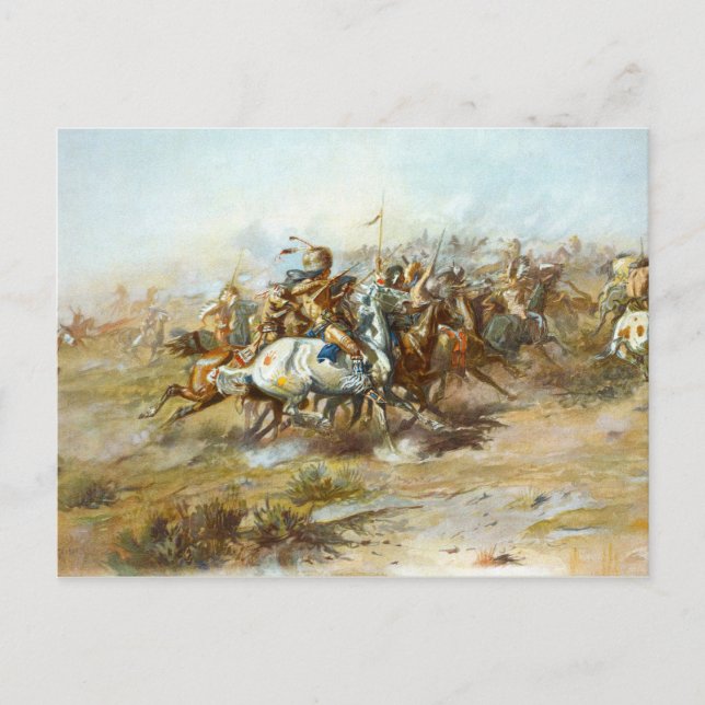 Custer Fight av Charles Marion Russell Vykort (Framsida)