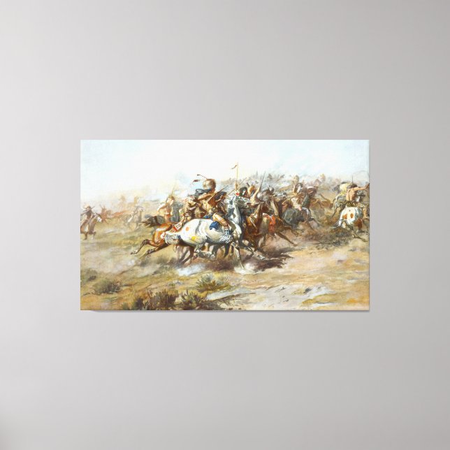 Custer Fight Battle Charles Marion Russell Canvastryck (Framsida)