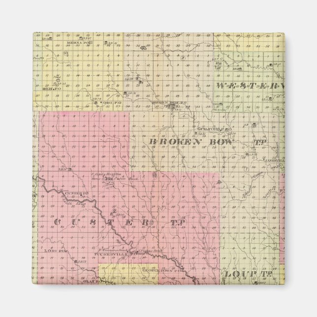 Custer och Logan County, Nebraska Magnet (Framsidan)