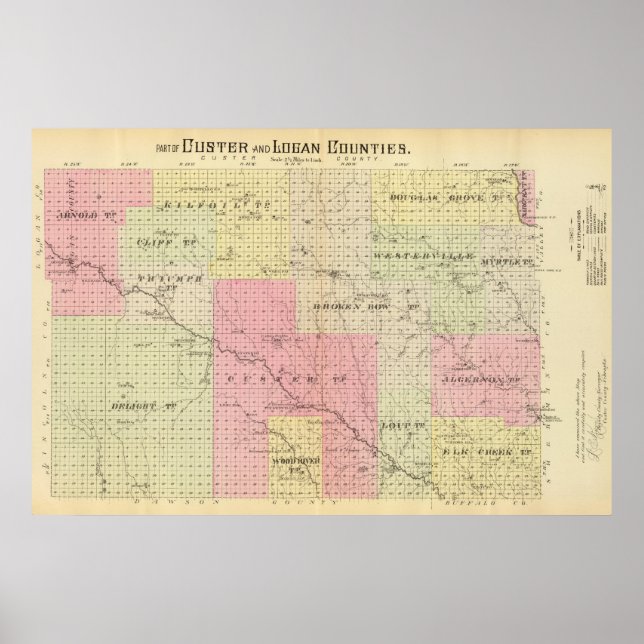 Custer och Logan County, Nebraska Poster (Framsidan)