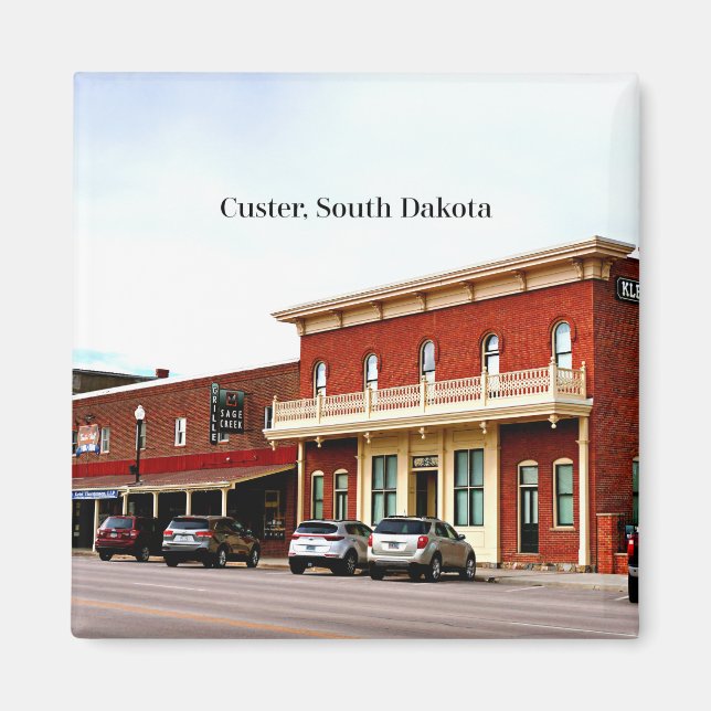 Custer, South Dakota, märkt fotomagnet Magnet (Framsidan)