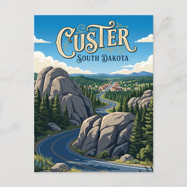 Custer South Dakota Vykort (Framsida)