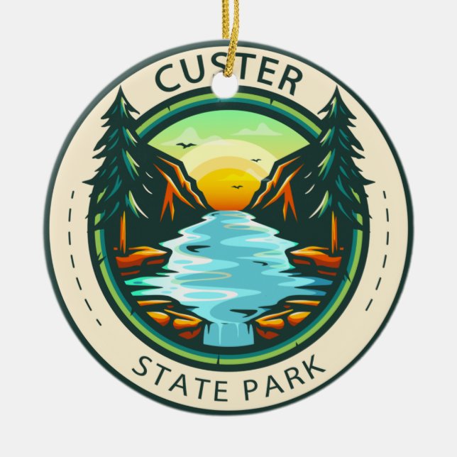 Custer State Park South Dakota Badge Julgransprydnad Keramik (Framsidan)