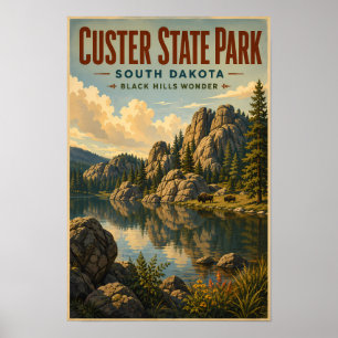 Custer State Park South Dakota Illustration Resa Poster