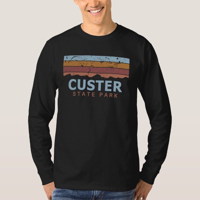 Custer State Park South Dakota Retro Cool T Shirt (Framsida)