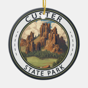 Custer State Park South Dakota Travel Art Vintage Julgransprydnad Keramik