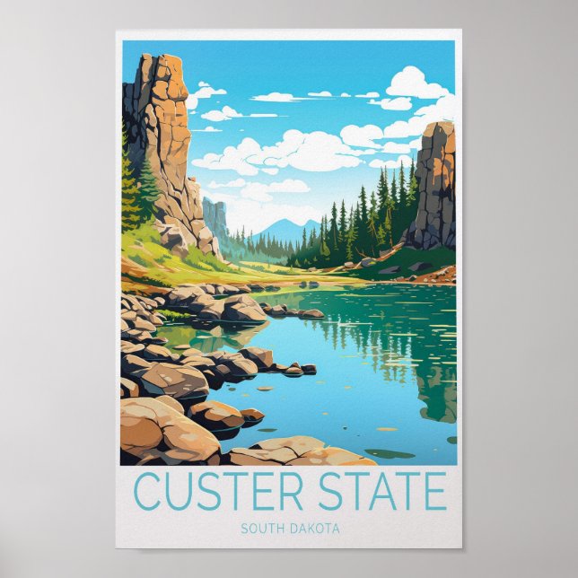 Custer State South Dakota Anpassningsbar Travel Poster (Framsidan)
