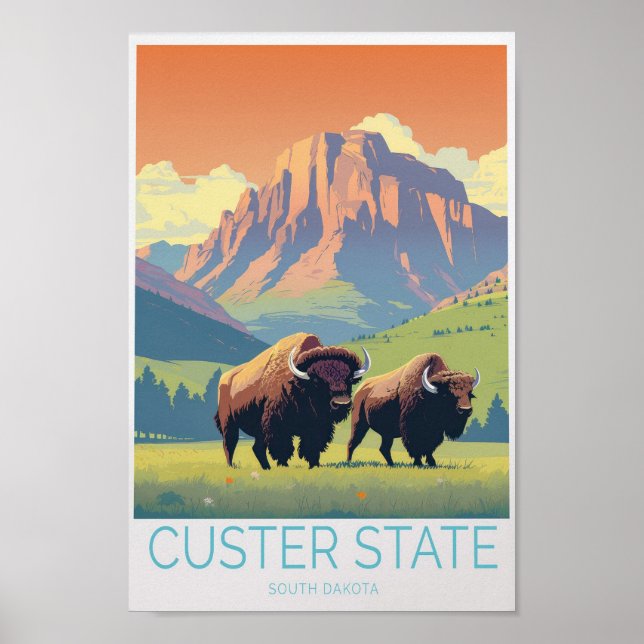 Custer State South Dakota Travel Poster (Framsidan)