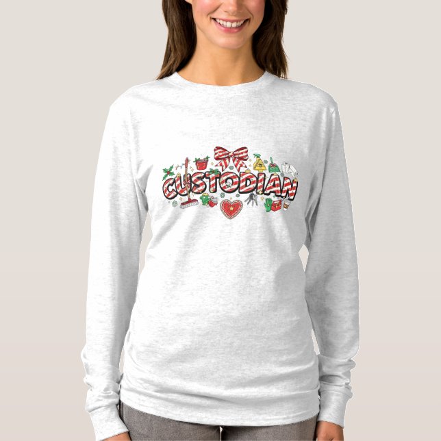 Custodian Christmas Long Sleeve T Shirt (Framsida)