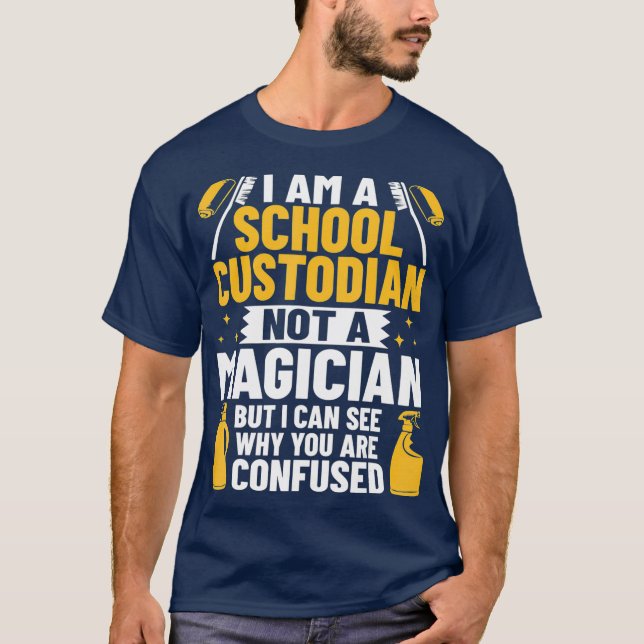 Custodian Costume Janitor Clothes School T Shirt (Framsida)