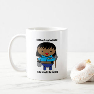 Custodian Janitor Black Female Funny Personalize Kaffemugg