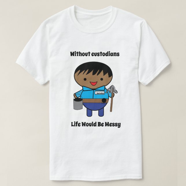 Custodian Janitor Black Funny Personalize T Shirt (Design framsida)