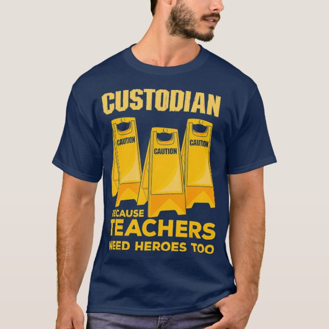Custodian Janitor Cleaner Groundsman T Shirt (Framsida)
