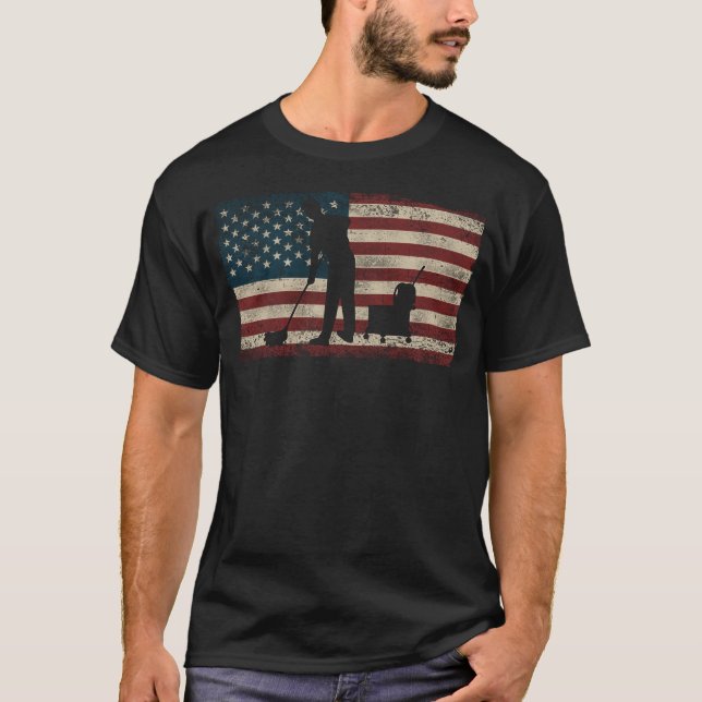 Custodian Janitor Custodian American Flagga Americ T Shirt (Framsida)