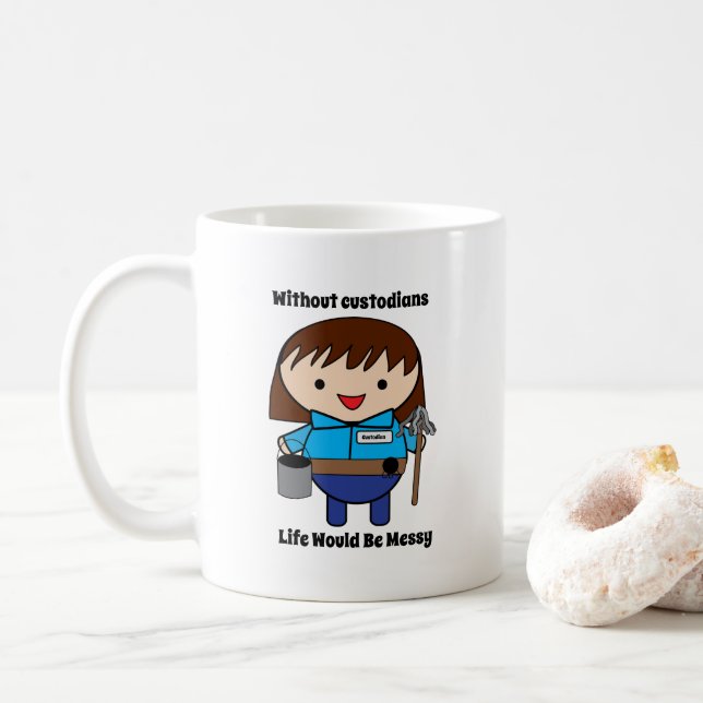 Custodian Janitor Female Funny Personalize Kaffemugg (Med munk)