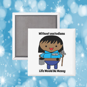 Custodian Janitor Women Black Kawaii Personalize Magnet