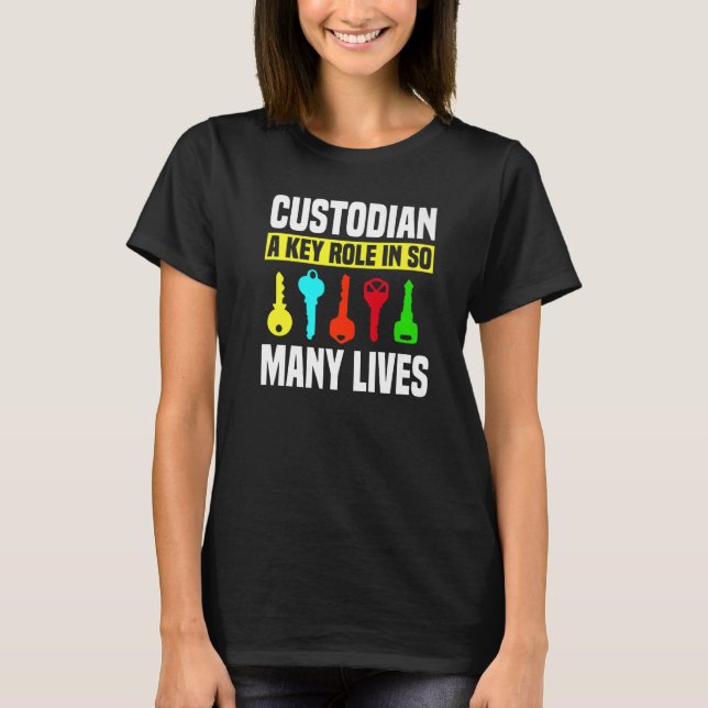 Custodian Nycklar Janitor Guard Caretaker Porter H T Shirt (Framsida)