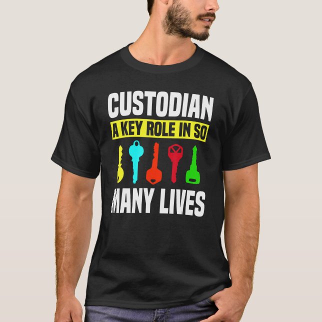 Custodian Nycklar Janitor Guard Caretaker Porter H T Shirt (Framsida)
