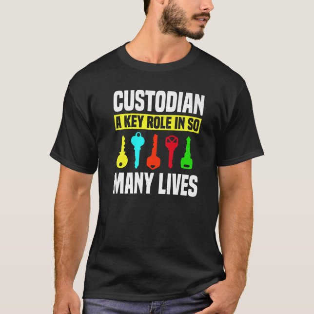 Custodian Nycklar Janitor Guard Caretaker Porter H T Shirt (Framsida)