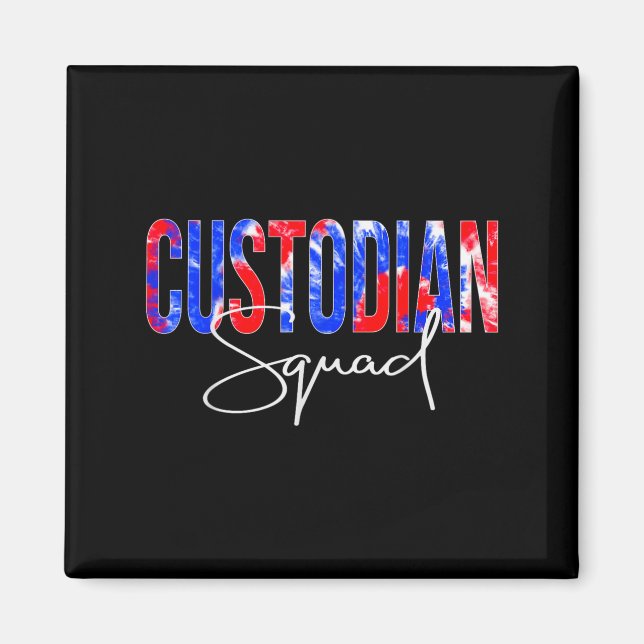 Custodian Squad Tie Dye Back To School Women Appre Magnet (Framsidan)